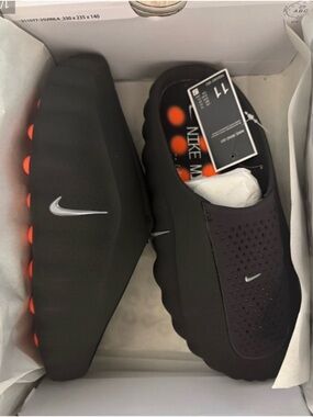 Nike Mind 001 Black Slip-On Sneakers with Orange Accents